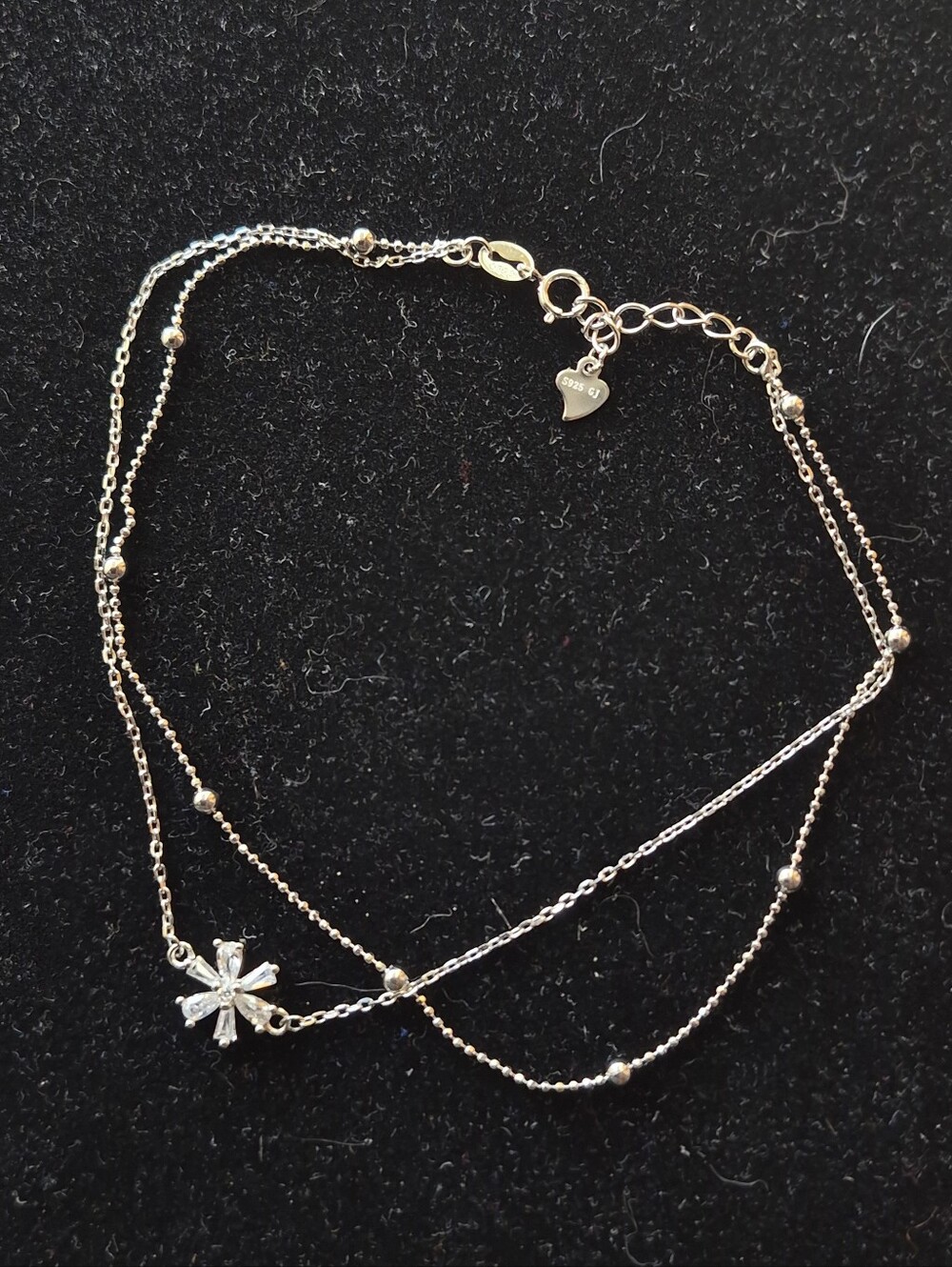 .925 Sterling Silver Double Anklet, Jewelry